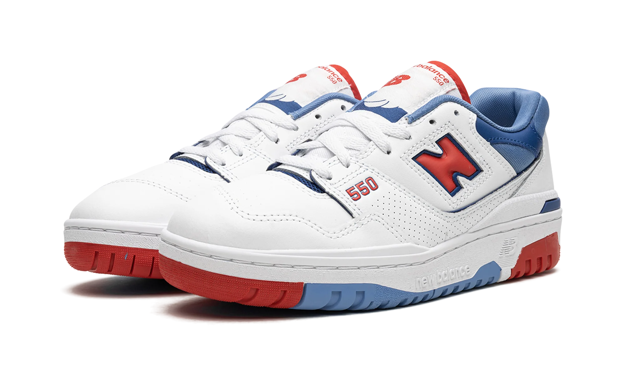 New Balance 550 White True Red Atlantic Blue - Image 2